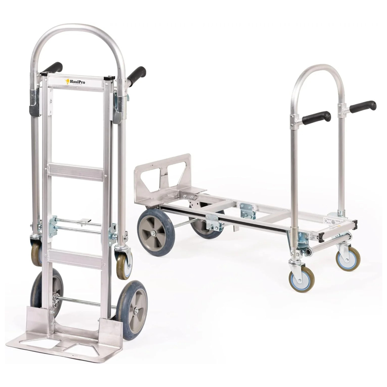 HaulPro Junior convertible aluminum hand truck upright and platform configurations