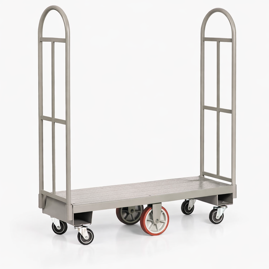 Heavy-duty U-boat platform carts for warehouses and retail