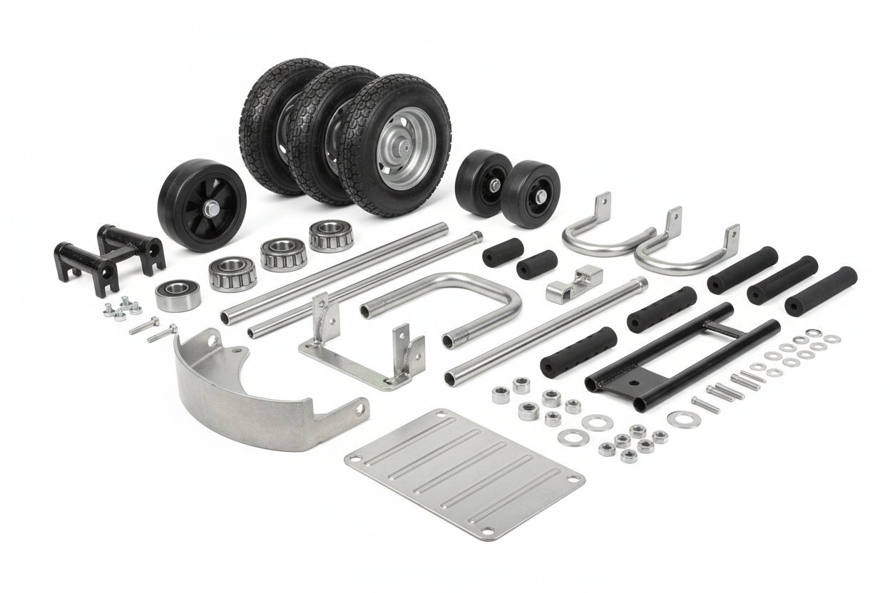 Replacement hand truck wheels casters nose plates and parts
