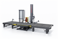 Mach 1 Dynamic TTX automatic stretch wrapping system with dual inline roller conveyors and Allen-Bradley control cabinet