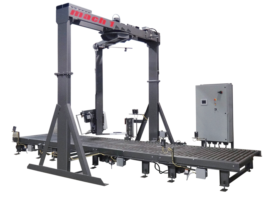 Mach 1 Dynamic RT Fully Automated Conveyorized Stretch Wrapping System with Rotary Tower Arm and Allen-Bradley Control Panel