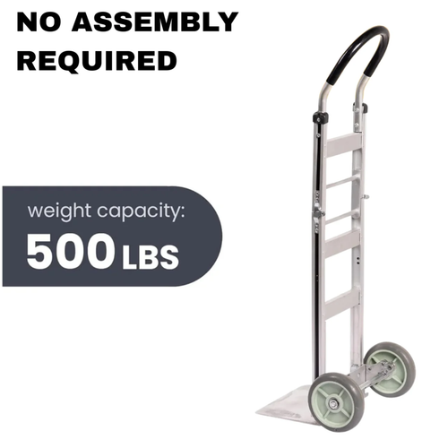 Aluminum heavy duty foldable hand truck folded for compact storage