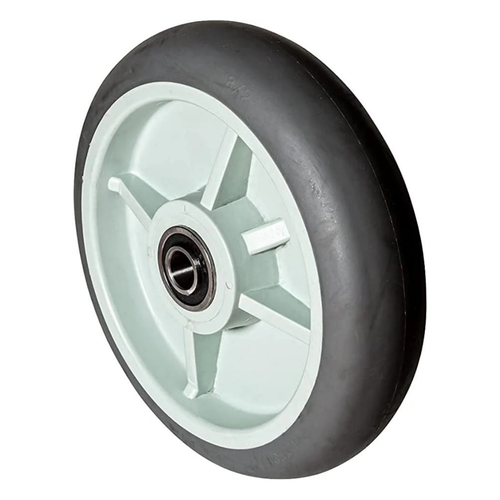 Hard rubber puncture resistant 8 inch hand truck wheel angled view