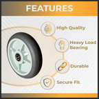 Hard rubber puncture resistant hand truck wheel features and solid tire design