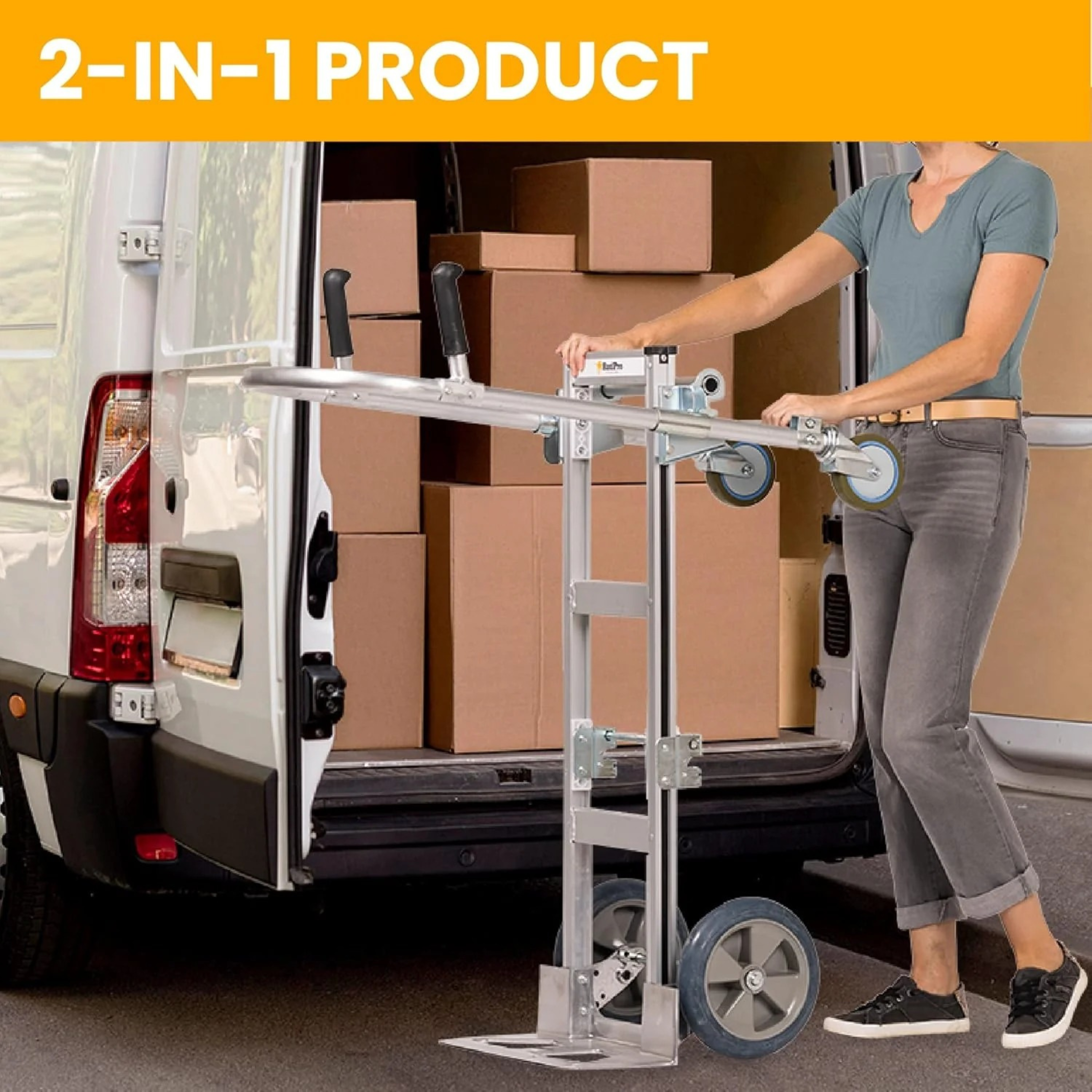 Junior convertible aluminum hand truck 1000 lb load capacity