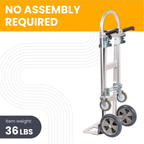 Junior convertible aluminum hand truck 2 in 1 conversion from upright to cart