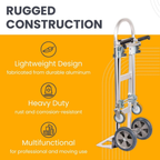 Junior convertible aluminum hand truck wheels and casters detail