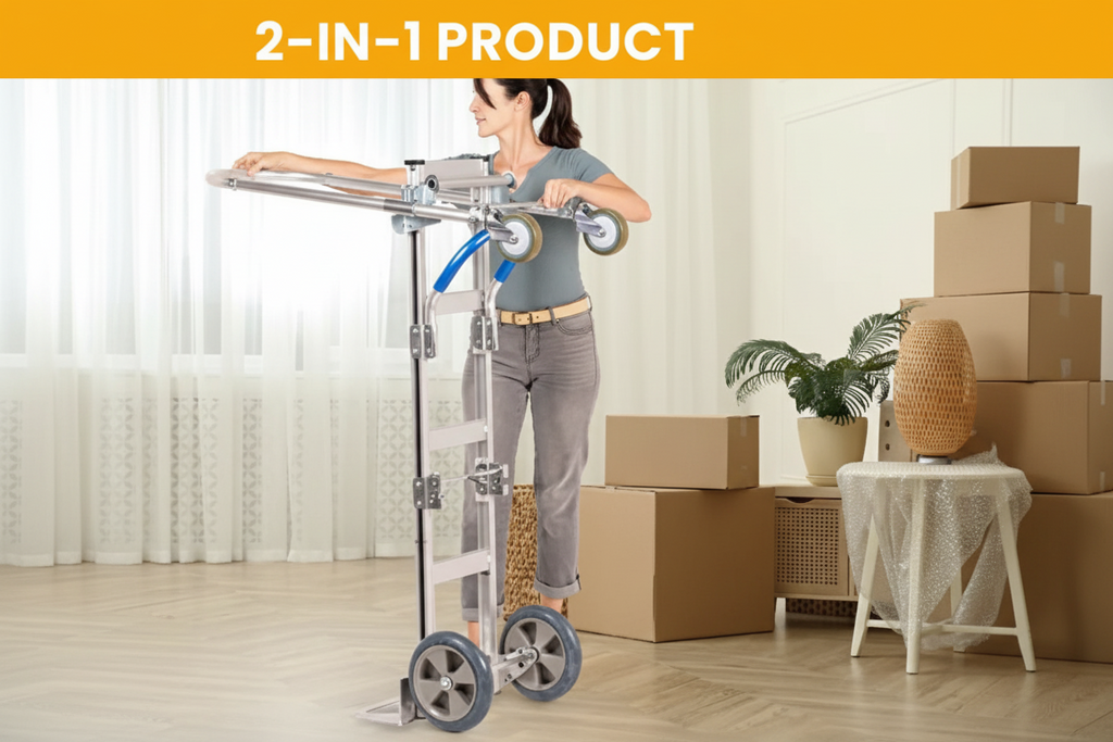 Senior convertible aluminum hand truck in horizontal platform cart mode
