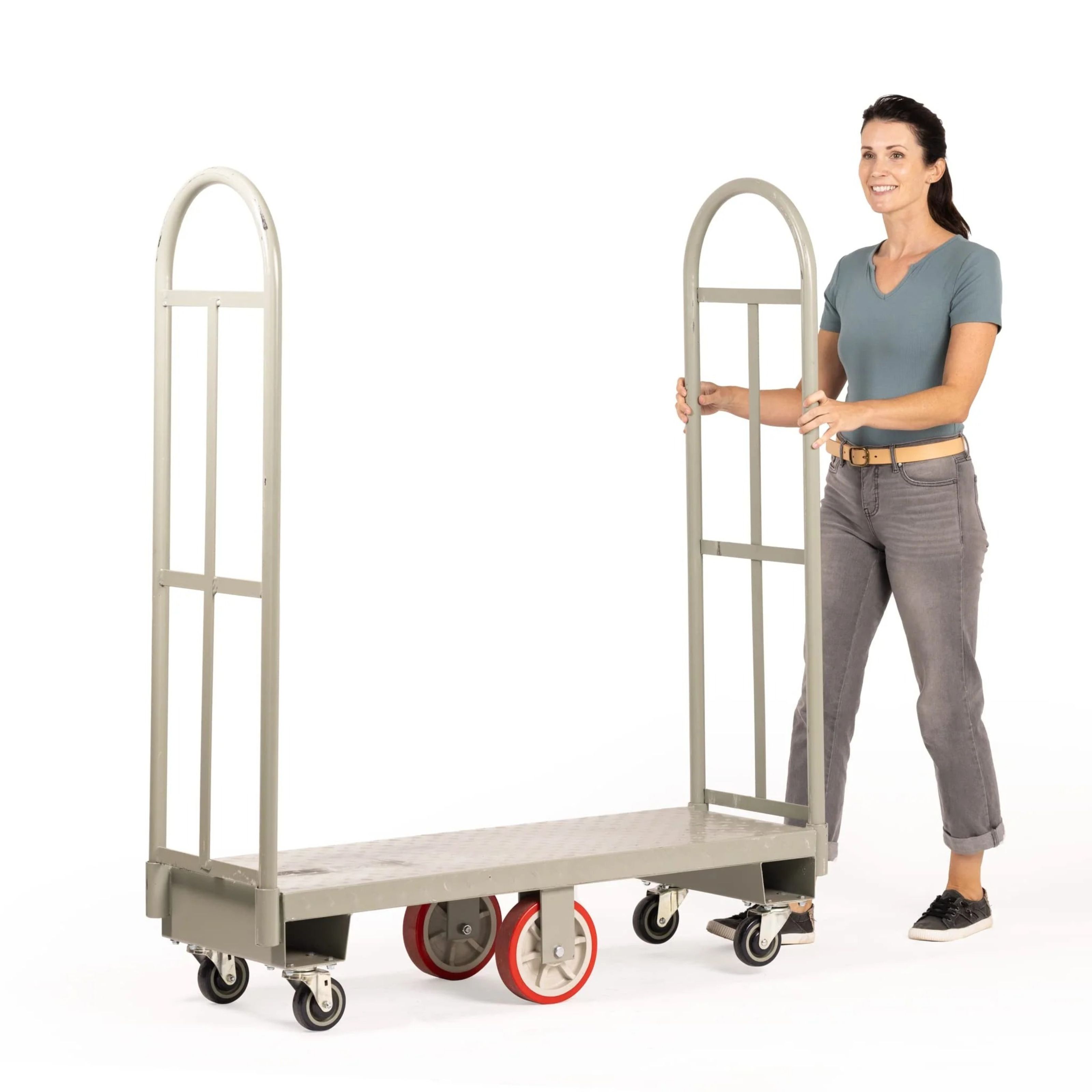 Steel U Boat platform cart 16 x 48 inch angled view