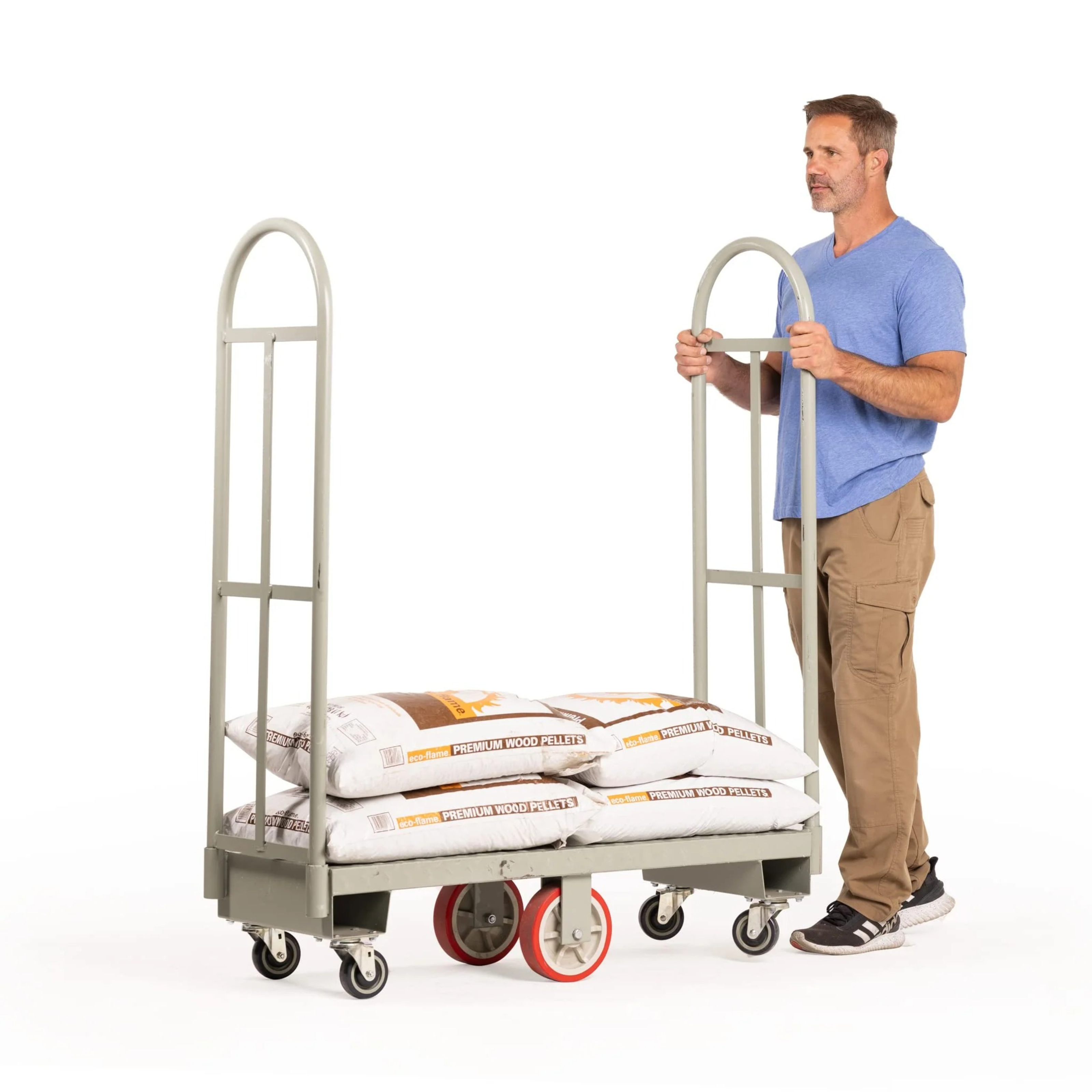 Steel U Boat platform cart 16 x 48 inch loaded with boxes