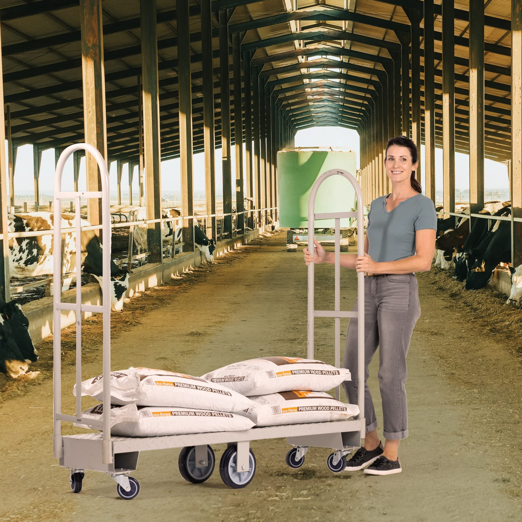 Steel U Boat platform cart 16 x 60 inch wheel and frame detail