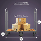 Wood U Boat platform cart 16 x 48 inch angled view with wood deck