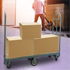 Wood U Boat platform cart 16 x 48 inch loaded with boxes