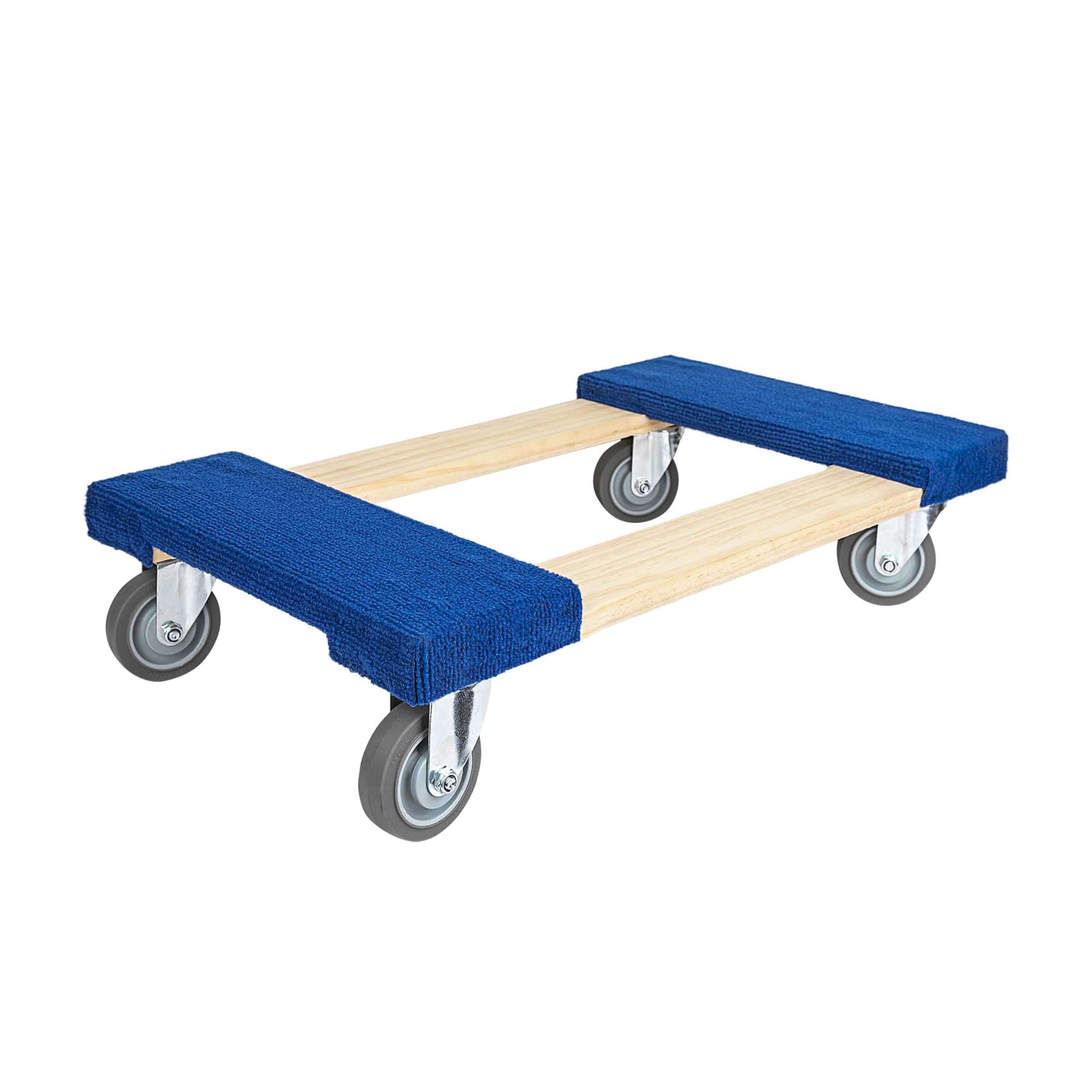 Wooden dolly with carpeted pads front view for furniture moving