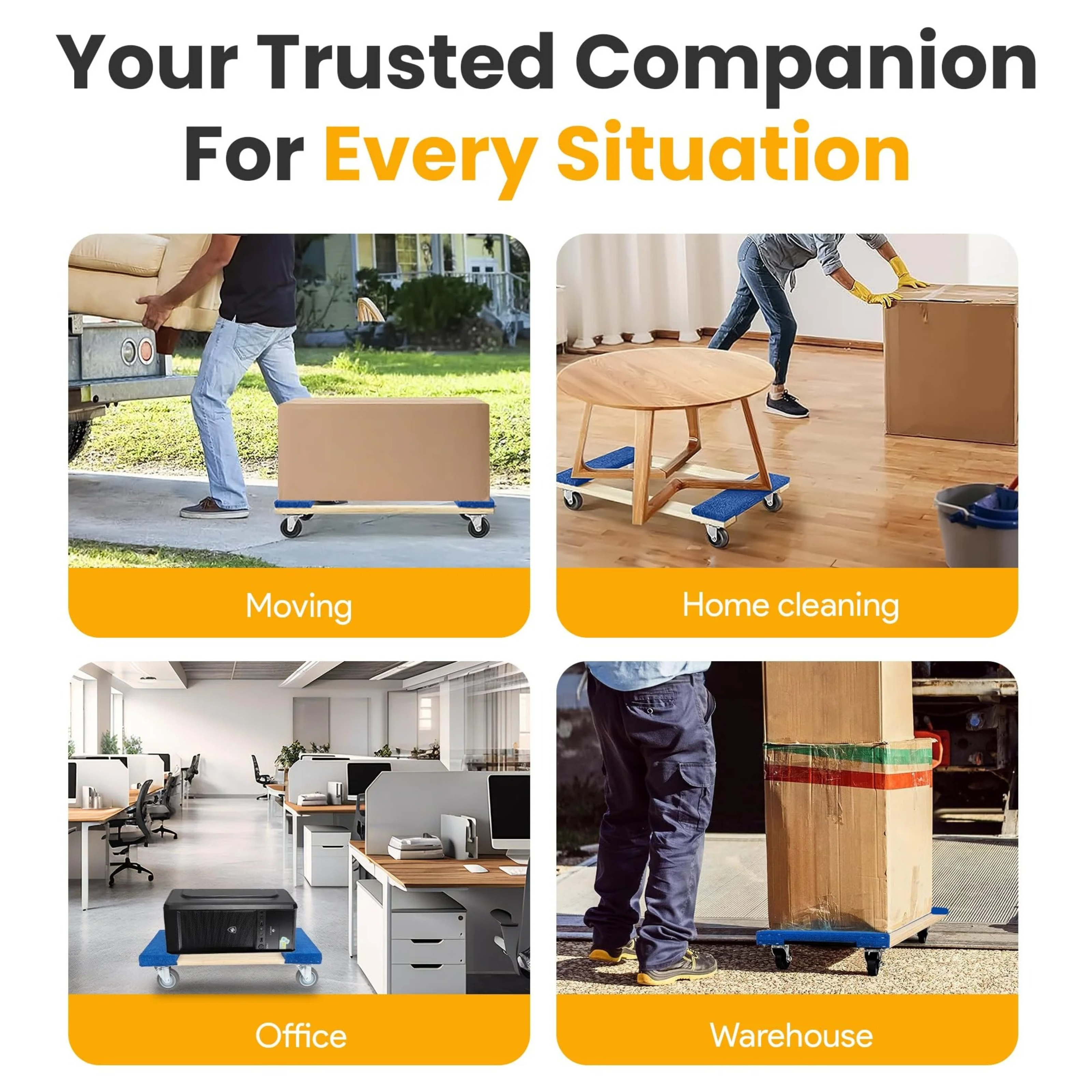 Premium carpeted wooden dolly features for easy furniture transport