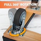 Wooden dolly with rubber wheels dimensions and platform size