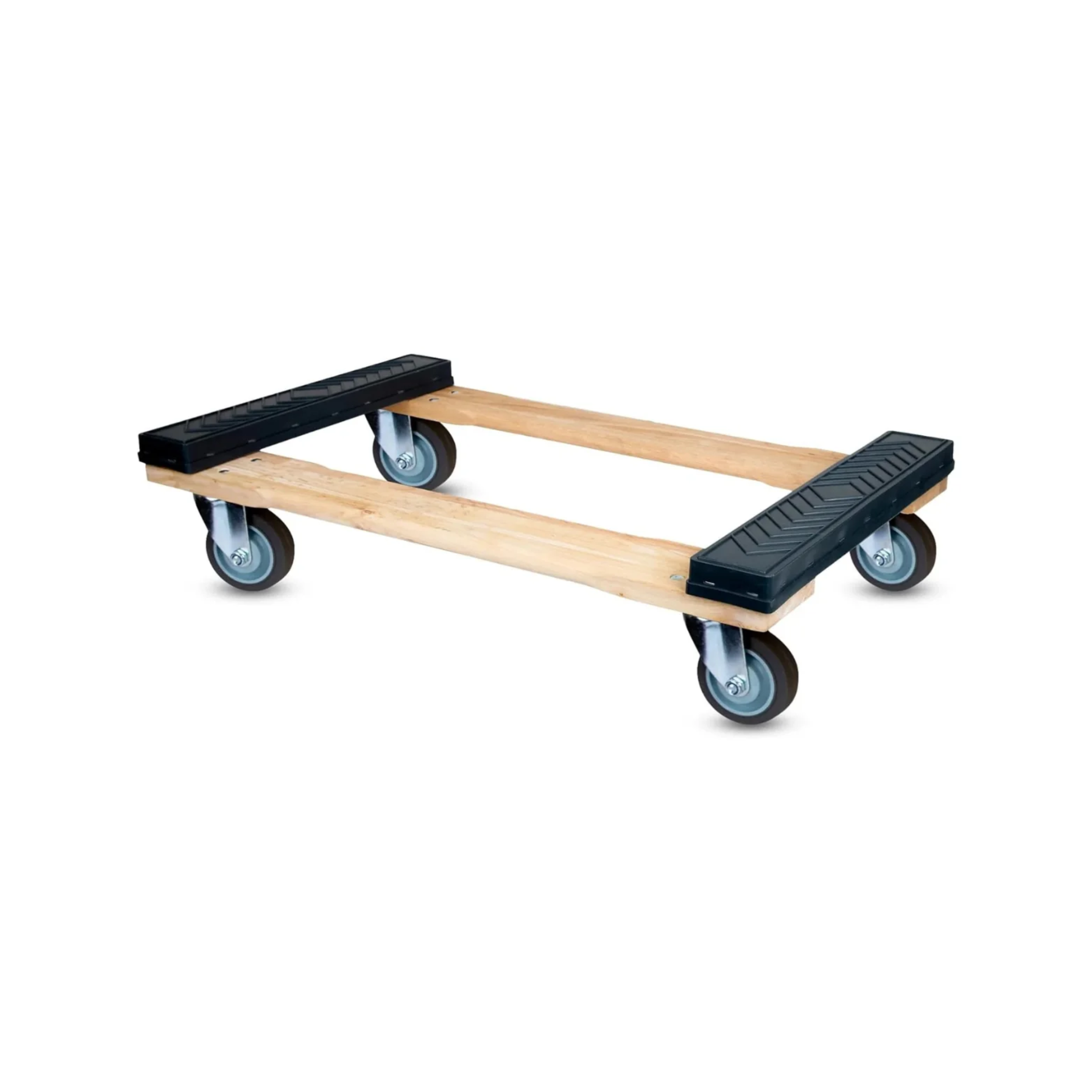 Wooden dolly with rubber wheels front view for furniture moving